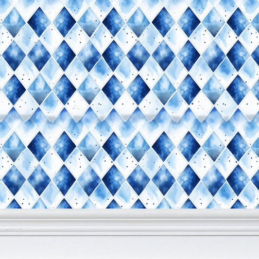 Traditional Bavarian Flag Wallpaper: Checkered & Rhombs - Blue & White