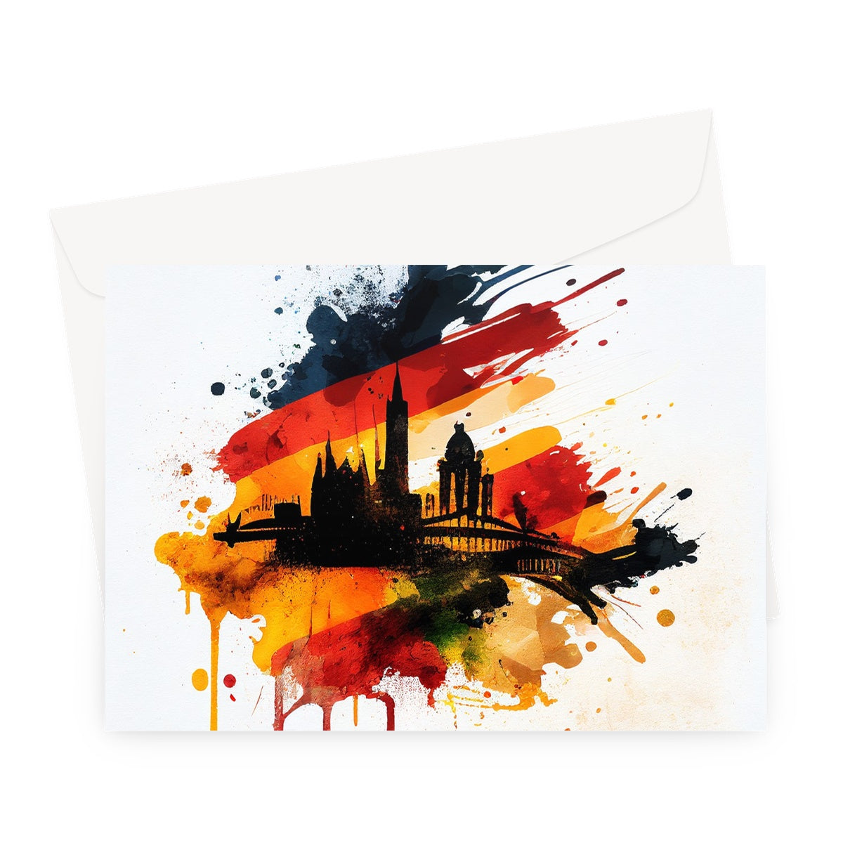 Frankfurt Silhouette: A Heartfelt Greeting Card with German Flag Design