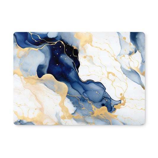 Gilded Ocean Waves: A Placemat of Navy and Gold Marble Elegance