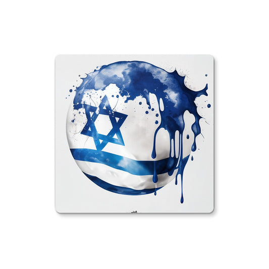 Dynamic Israeli Colors // Expressive Flag Art Coaster – A Burst of Heritage and Style for Your Table!