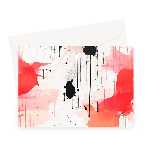 Expressive Red Splasher: Greeting Card with a Red Burst!