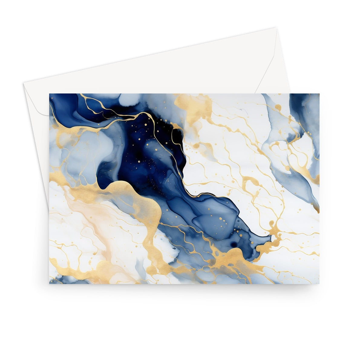Elegance Unveiled: Navy and Gold Marble Greeting Card