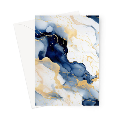 Elegance Unveiled: Navy and Gold Marble Greeting Card