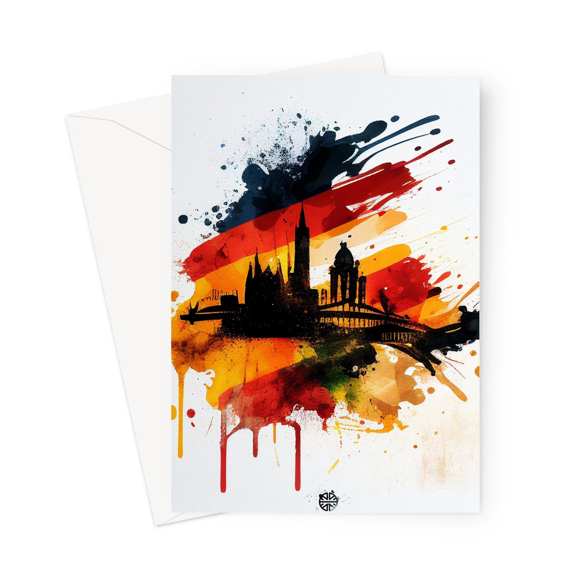 Frankfurt Silhouette: A Heartfelt Greeting Card with German Flag Design
