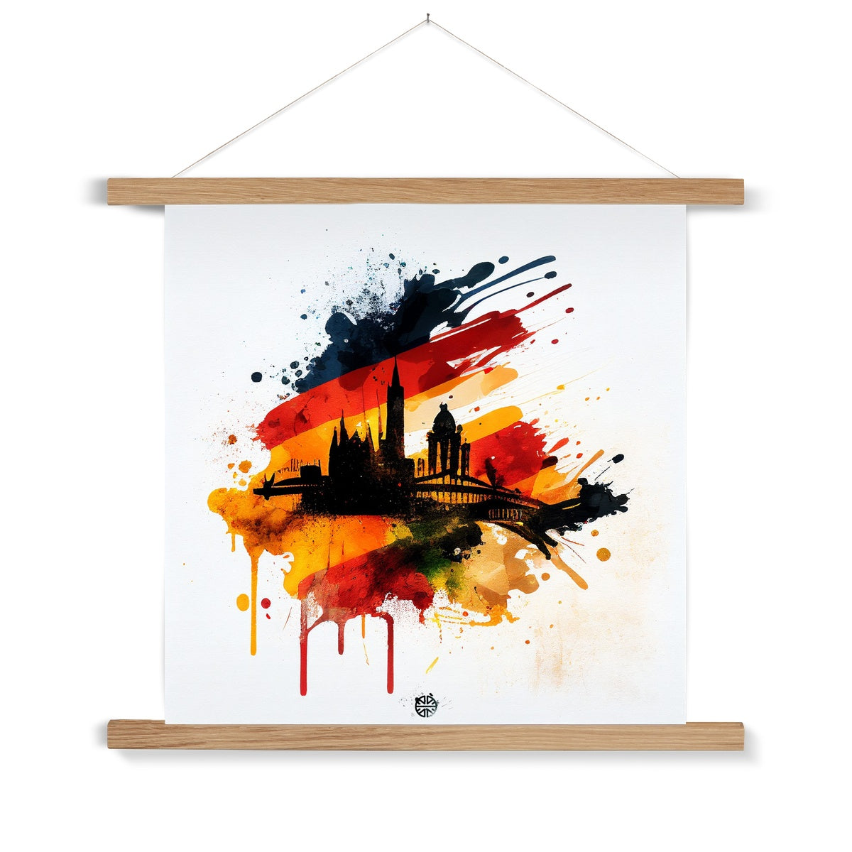 Brushed German Flag & Berlin Silhouette: A Hanging Tribute Fine Art Print