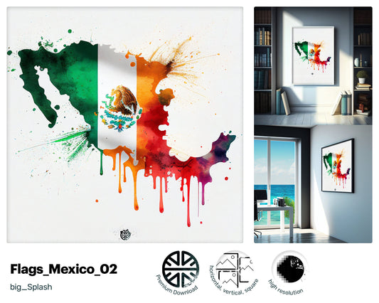 Transparent Outstanding Mexican flag, Vogue Jolly Acrylic print, Tasteful Engaging Dazzling Cute Intriguing Painting