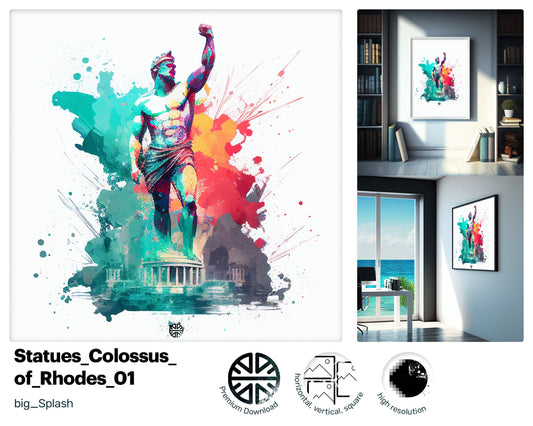 Strong Hypnotic Colossus of Rhodes, Radiant Bright Wall Art, Cute Dancing Intriguing Radiant Positive artwork