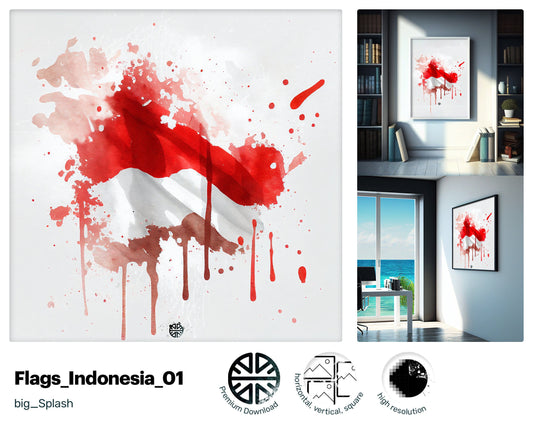 Strong Uplifting Indonesian flag, Beautiful Friendly Giclée print, Exquisite Stunning Glitzy Intriguing Digital Prints