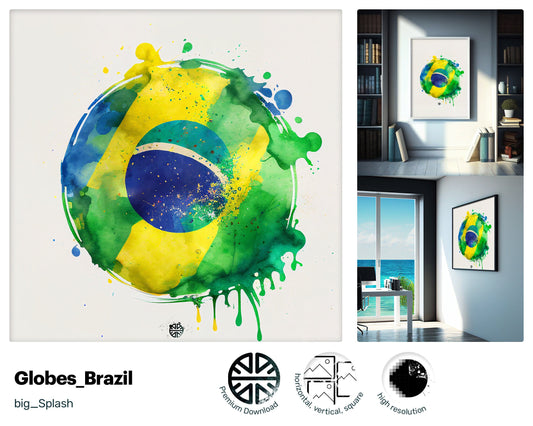 Strong Luminous Brazilian flag, Charming Oasis Prints, Youthful Quirky Perky Jazzy Mesmerizing Painting