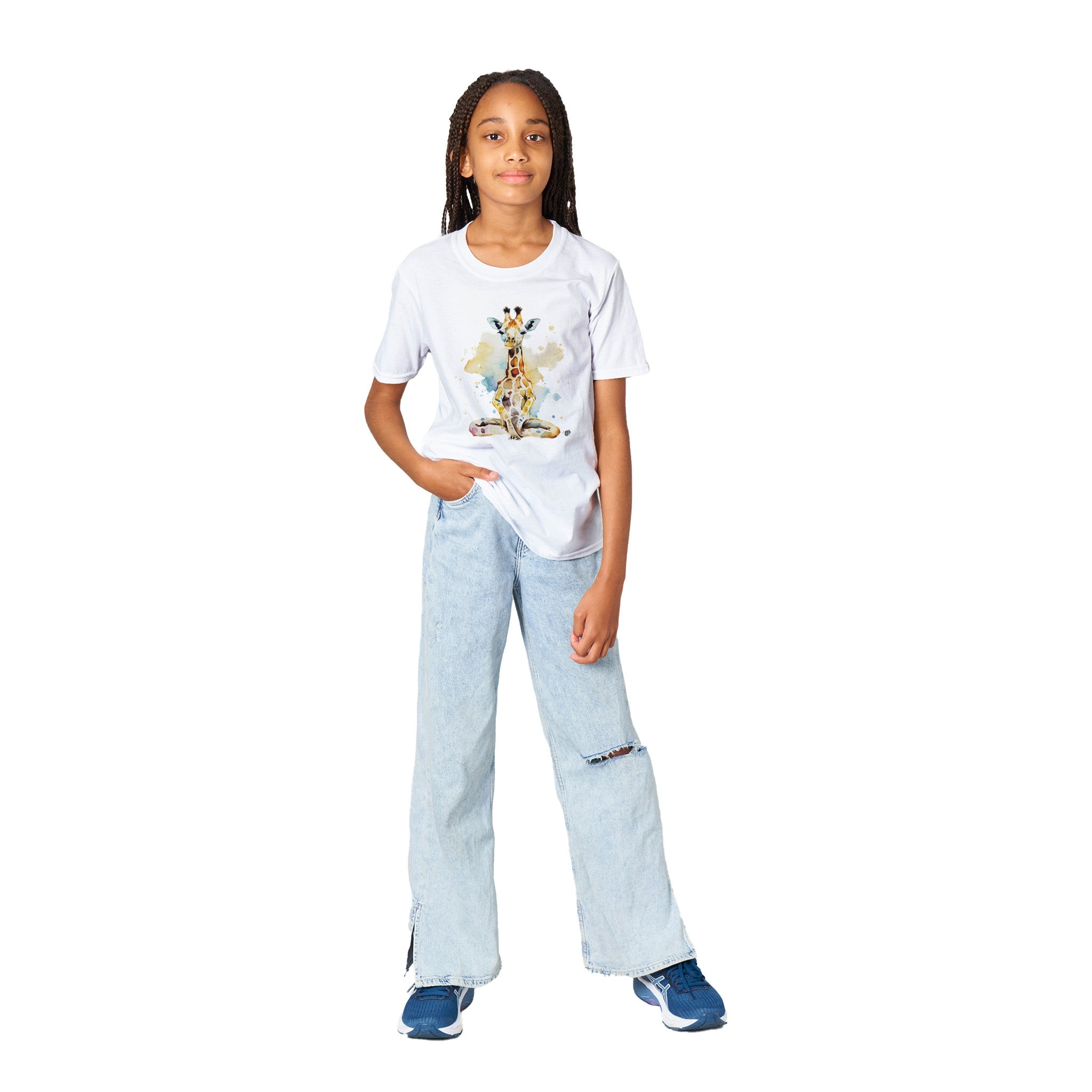 Playful Giraffe's Yoga Play | Soft Kids Round Neck Shirt