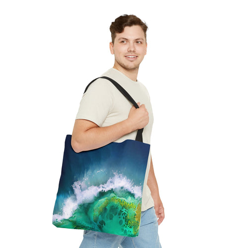 Elegant Ocean Wave Canvas Tote Bag | Vibrant Coastal Artwork | FREE Shipping worldwide | Perfect Beach Companion for Stylish Shoppers