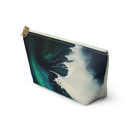 Riviera Waters Accessory Pouch: Aerial Watercolor Shore - Elegant & Functional for Gaming Gear