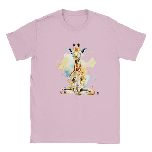 Playful Giraffe's Yoga Play | Soft Kids Round Neck Shirt