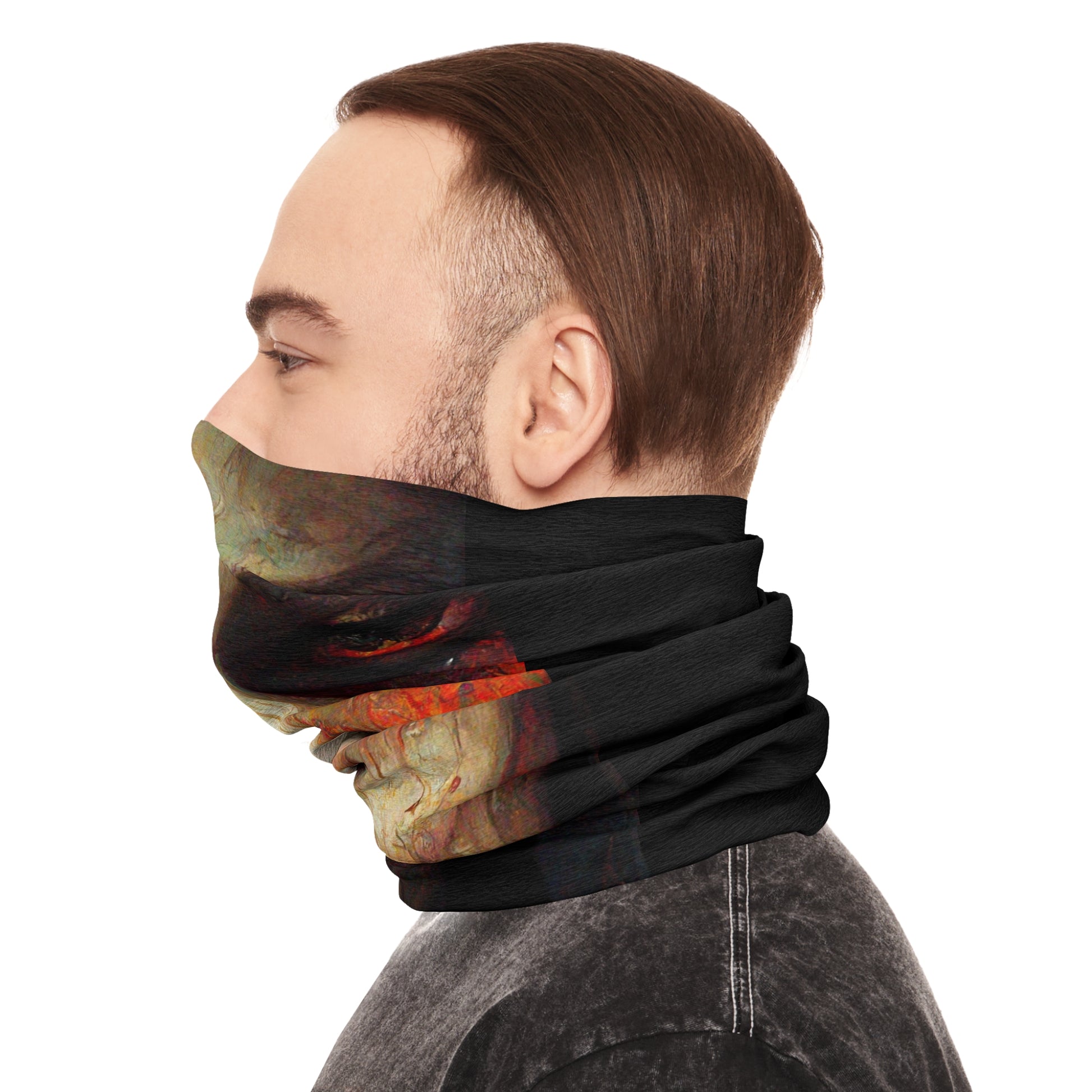 Moody Shark-Teeth Tube Scarf: Navigate Gaming Seas with a Dangerous Companion!