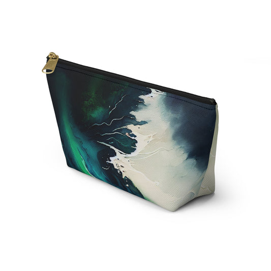 Riviera Waters Accessory Pouch: Aerial Watercolor Shore - Elegant & Functional for Gaming Gear