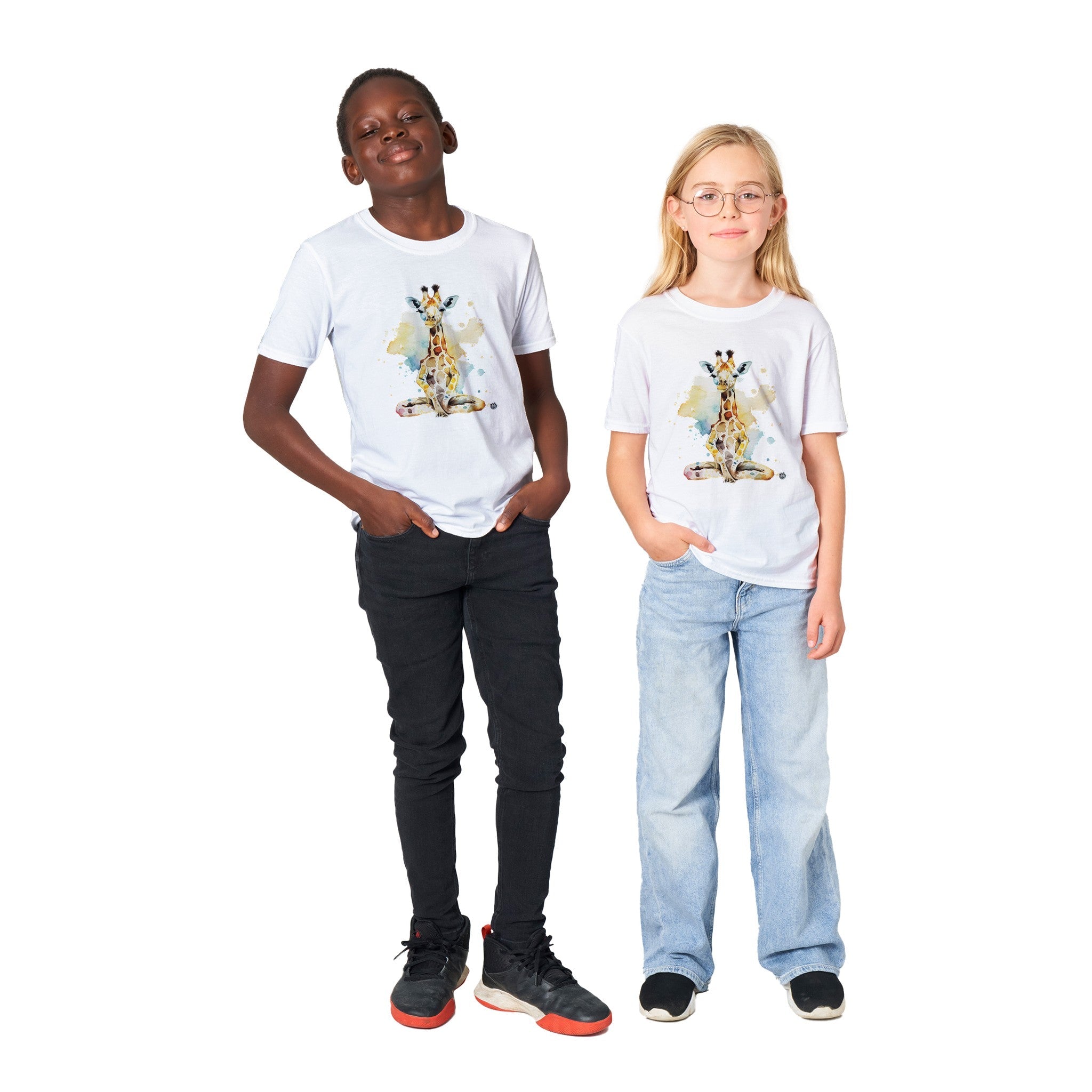 Chill Giraffe's Yoga Lotus Seat | Soft Kids Round Neck Shirt