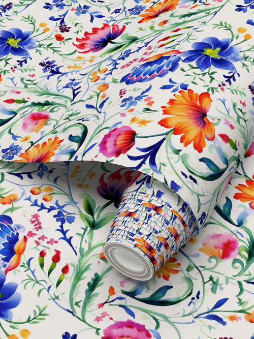 Mexican Floral Symphony Wallpaper: A Vibrant Tribute to Tradition and Heritage