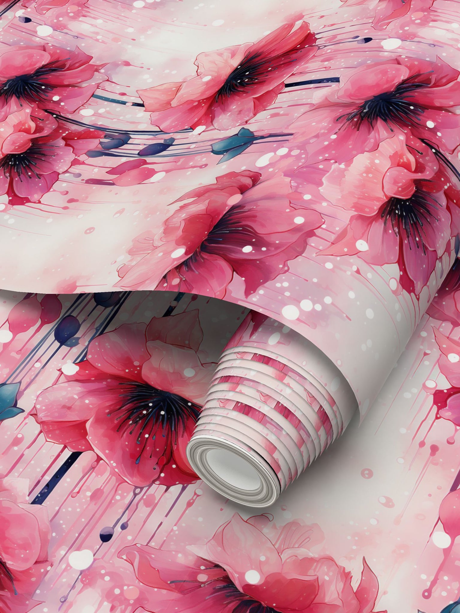 Blushing Blossoms Wallpaper: A Symphony of Pink Hues & Color Drops