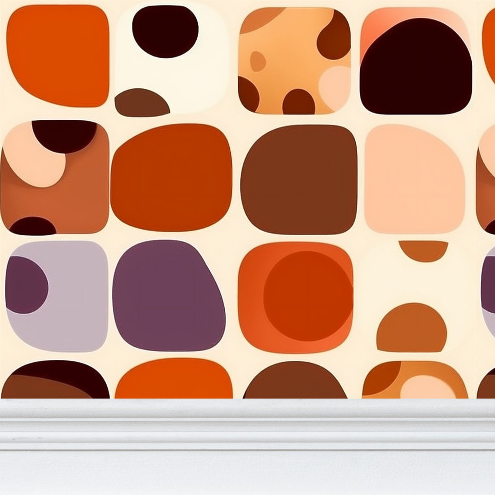 Groovy Geometry // Red Orange 70s Dots & Squares Wallpaper - Retro Vib