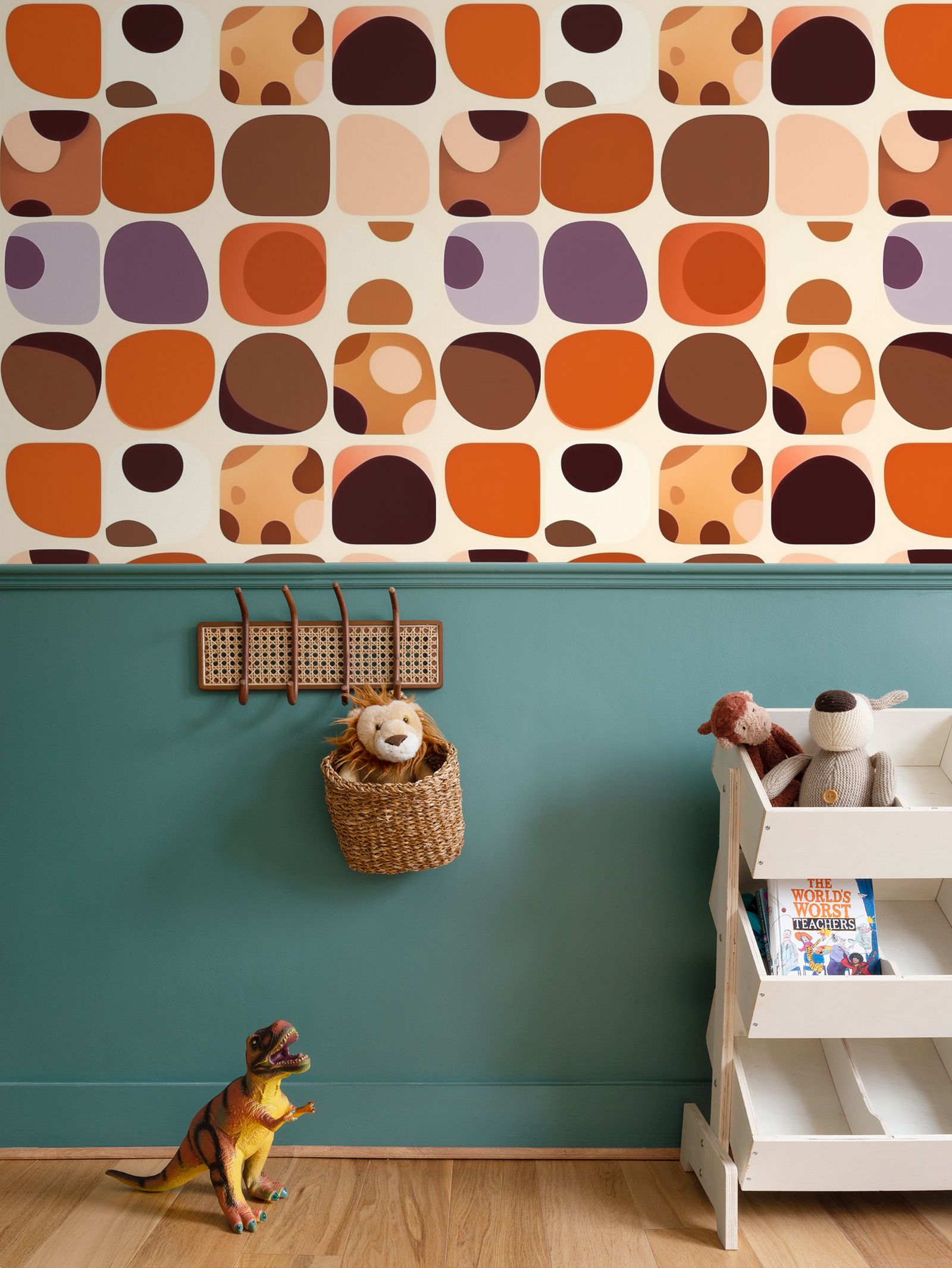 Groovy Geometry // Red Orange 70s Dots & Squares Wallpaper - Retro Vib