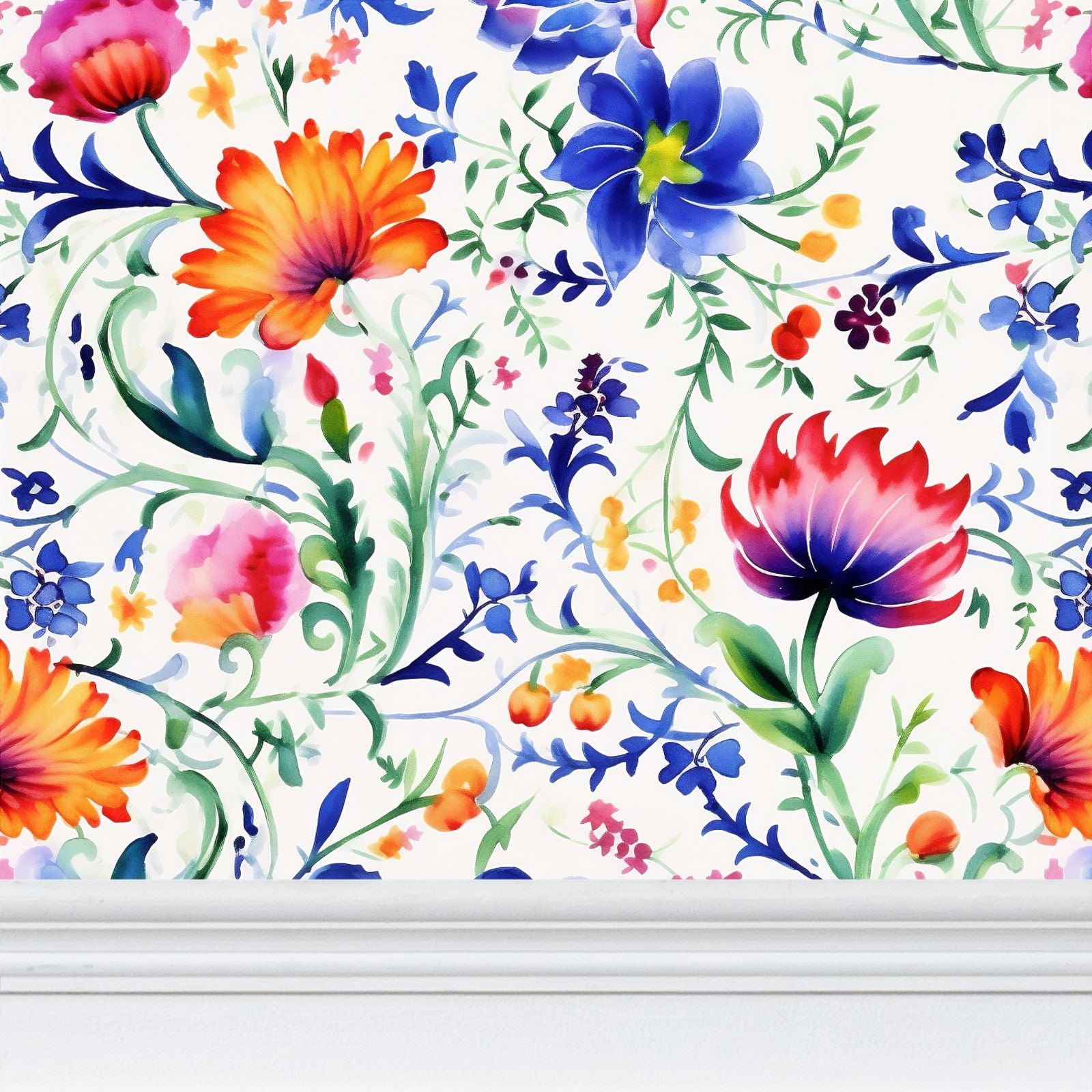 Mexican Floral Symphony Wallpaper: A Vibrant Tribute to Tradition and Heritage