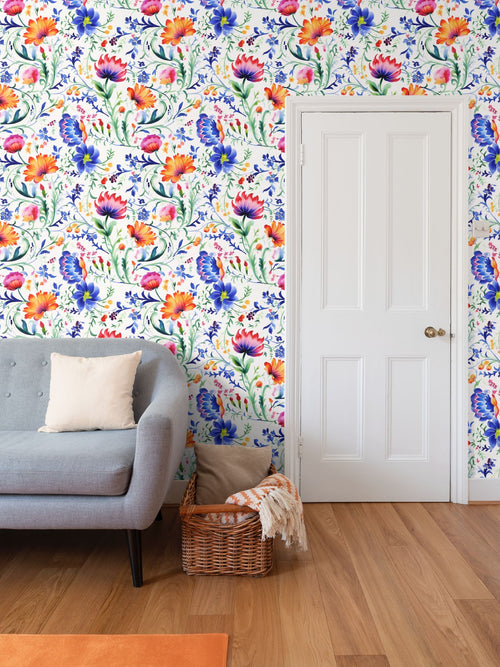 Mexican Floral Symphony Wallpaper: A Vibrant Tribute to Tradition and Heritage