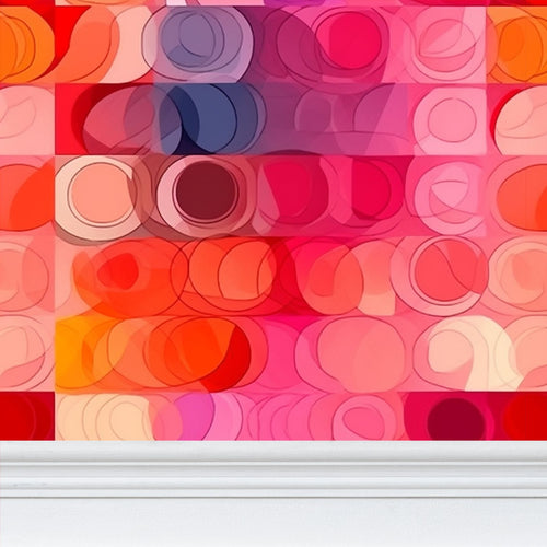 Groovy Orange & Pink Circles | Retro 70s Geometric Pop Art Wallpaper