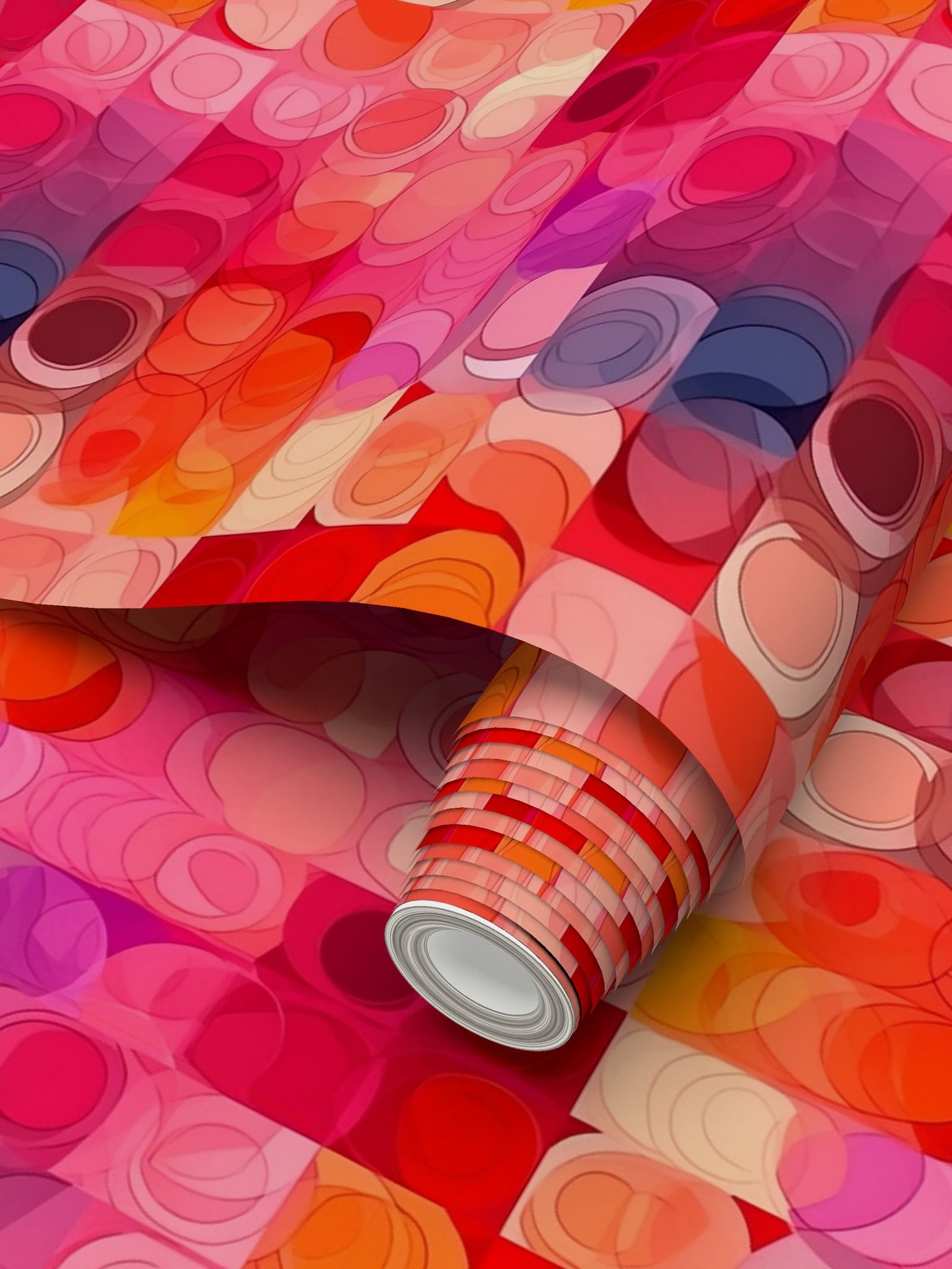 Groovy Orange & Pink Circles | Retro 70s Geometric Pop Art Wallpaper