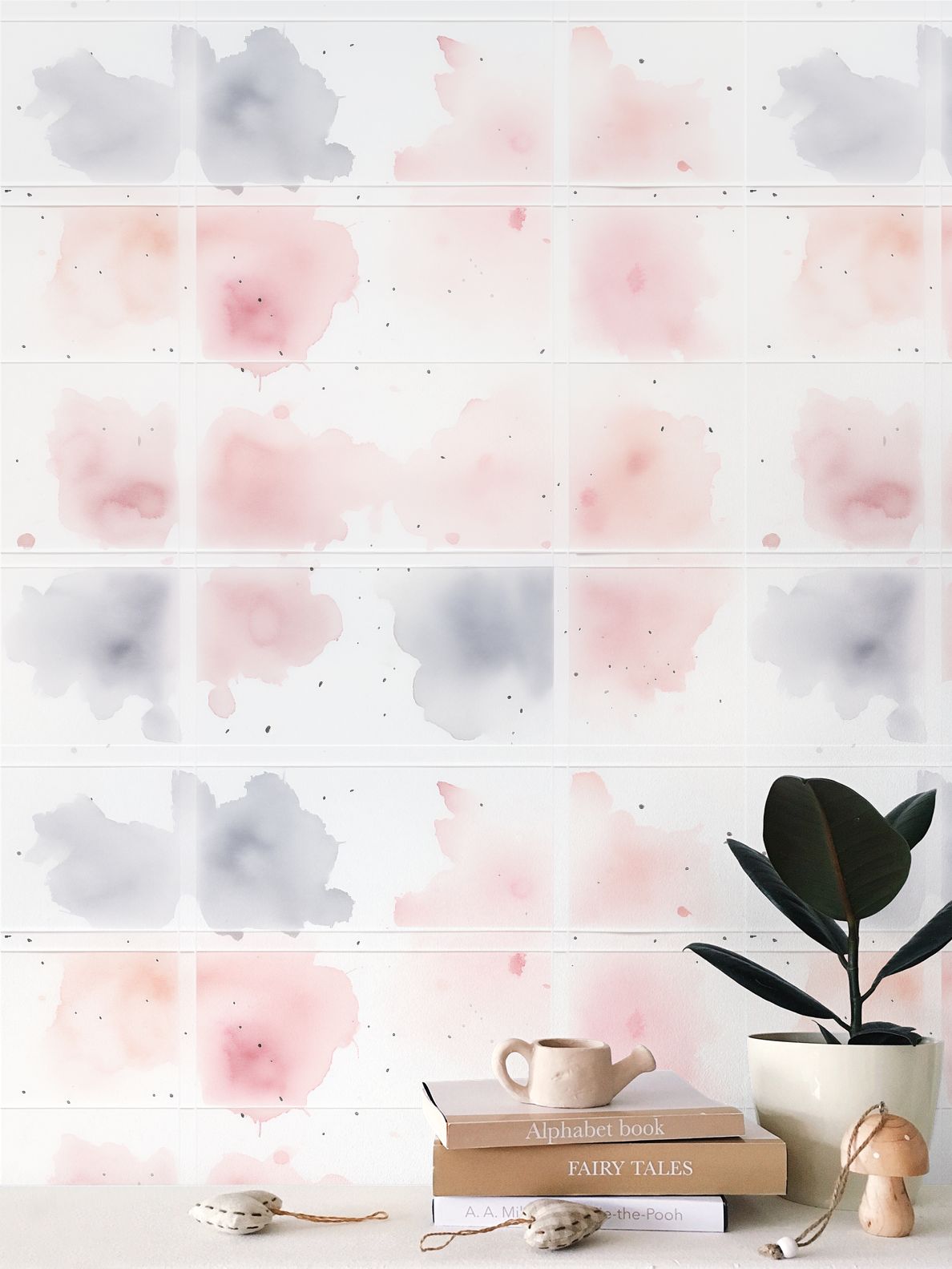 Elegant Fusion Wallpaper Symphony of Watercolor Splashes & Minimal