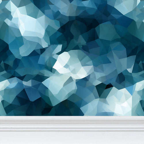 Modern Military Chic: Bright Blue Low Poly Camouflage Wallpaper