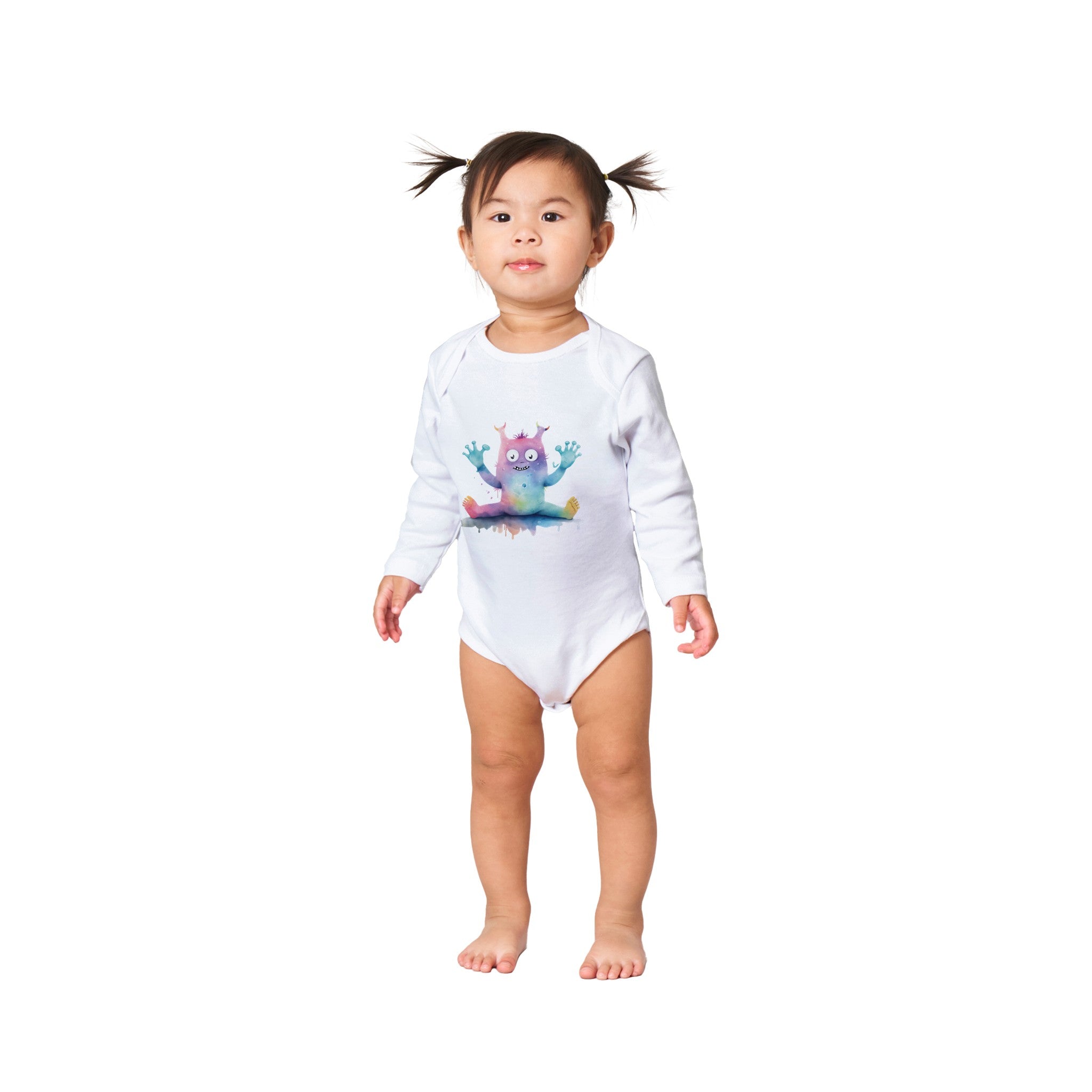 Charming Choices: Long-Sleeved Baby Romper Suit - Cute Night Monster, SenPets Original