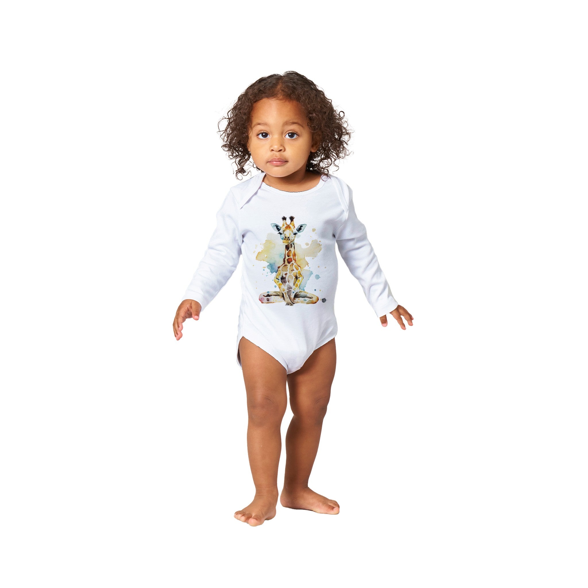Charming Choices: Long-Sleeved Baby Romper Suit - Yoga Giraffe, SenPets Original