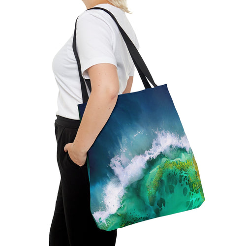 Elegant Ocean Wave Canvas Tote Bag | Vibrant Coastal Artwork | FREE Shipping worldwide | Perfect Beach Companion for Stylish Shoppers