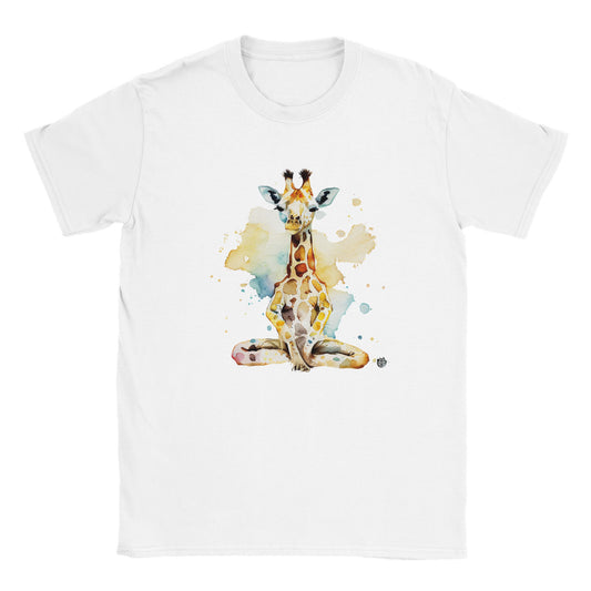 Playful Giraffe's Yoga Play | Soft Kids Round Neck Shirt