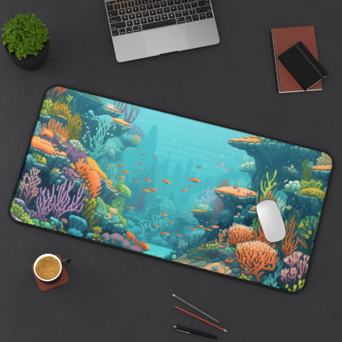 Great Barrier Reef Pixel Art Desk Mat: Dive into Gaming Depths
