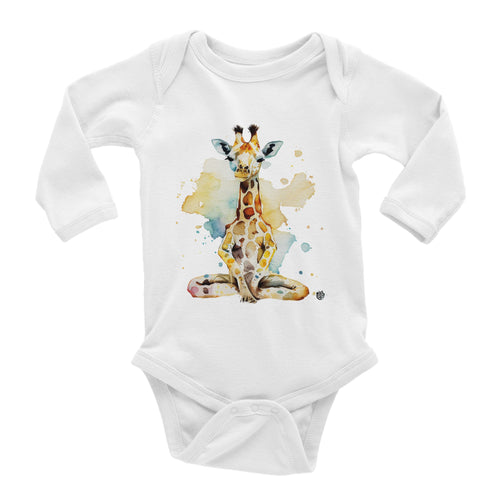 Charming Choices: Long-Sleeved Baby Romper Suit - Yoga Giraffe, SenPets Original