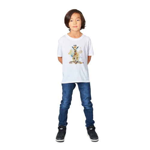 Chill Giraffe's Yoga Lotus Seat | Soft Kids Round Neck Shirt