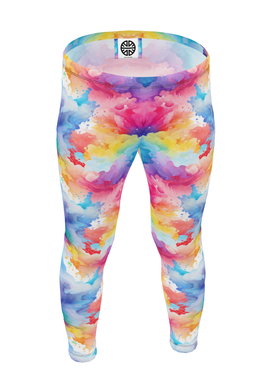 Kids' Active Leggings: Floral Splash Acrylic Art - Vibrant & Cheerful for Little Movers