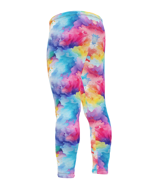 Kids' Active Leggings: Floral Splash Acrylic Art - Vibrant & Cheerful for Little Movers