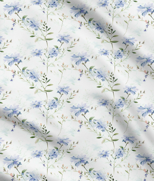 Ethereal Floral Harmony: Aquarell Watercolor Fabric - Elegant & Serene