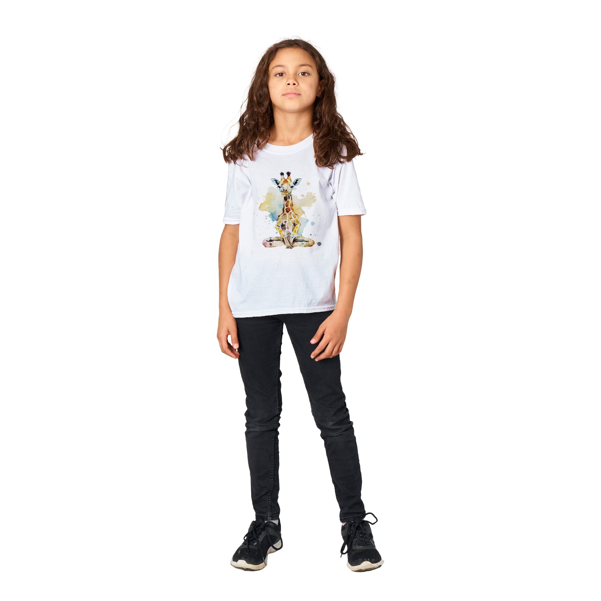 Playful Giraffe's Yoga Play | Soft Kids Round Neck Shirt