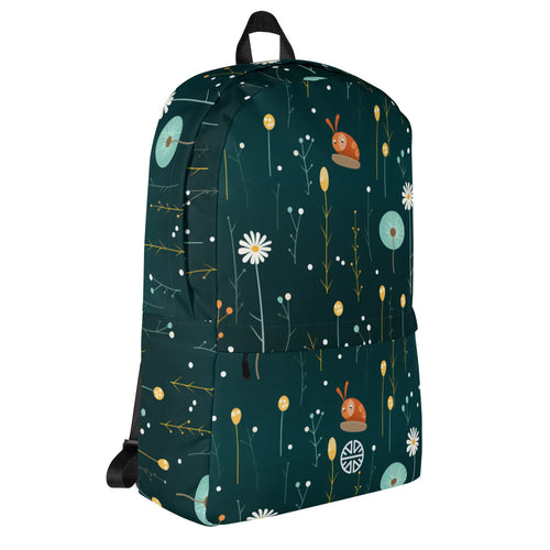 Elegantly Funky Floral & Snail Backpack: Your Versatile Companion from Workouts to Work!