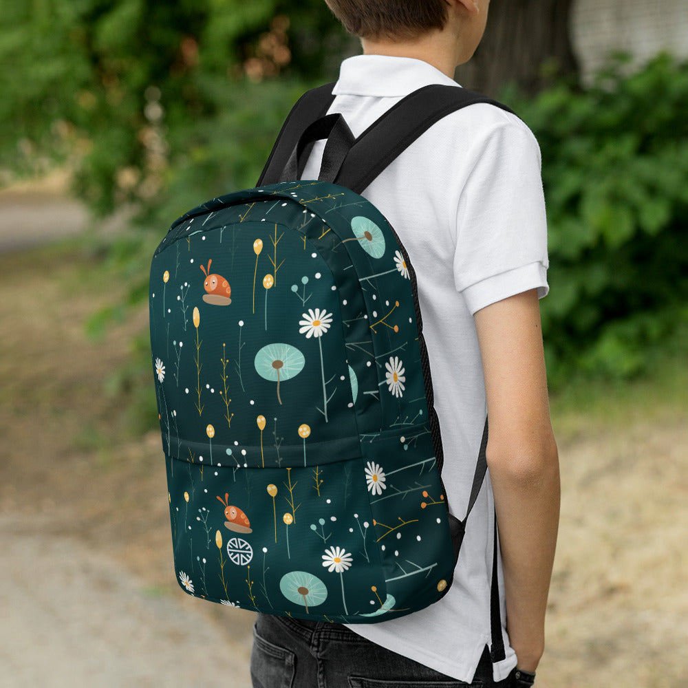 Elegantly Funky Floral & Snail Backpack: Your Versatile Companion from Workouts to Work!