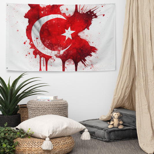 Red Splash Power: Dynamic Turkish Flag Design - A Modern Tribute to Tradition by SenFlags