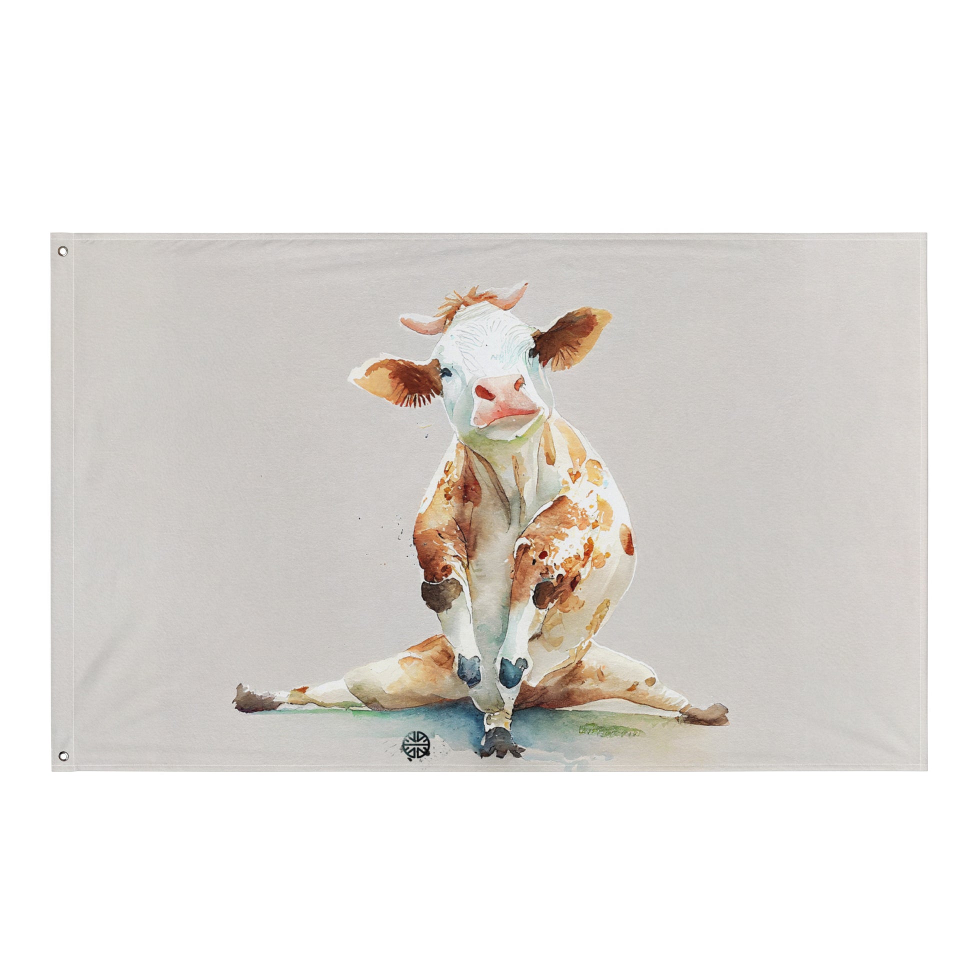 Yoga Cow Charm: Flag with Playful Bovine Pose - Celebrate Pets & Poses with SenPets