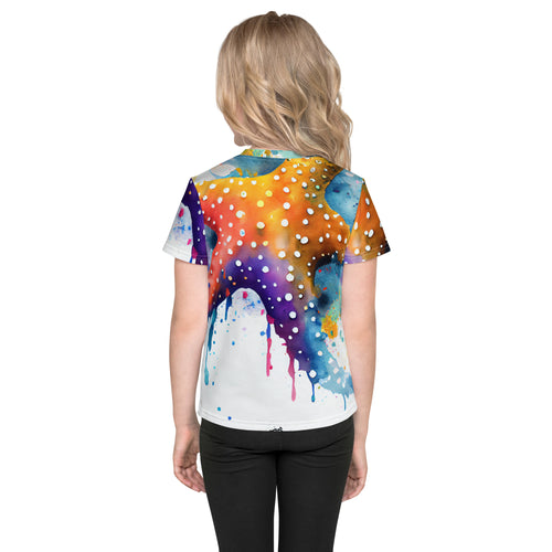 Radiant Rainbow Starfish Parade: A Whimsical Sea-Inspired All-Over Print Shirt!