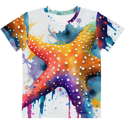 Radiant Rainbow Starfish Parade: A Whimsical Sea-Inspired All-Over Print Shirt!