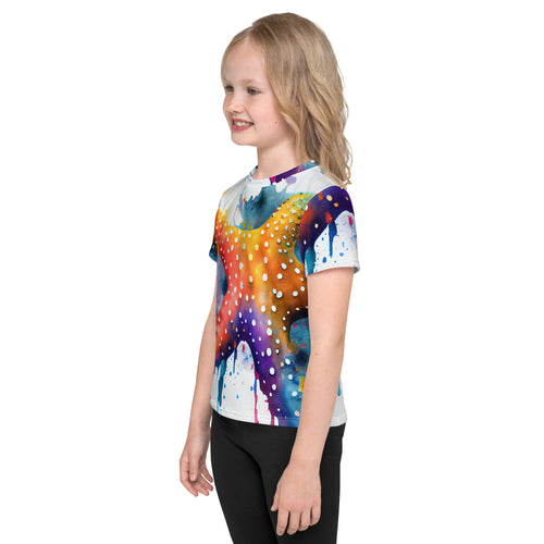 Radiant Rainbow Starfish Parade: A Whimsical Sea-Inspired All-Over Print Shirt!