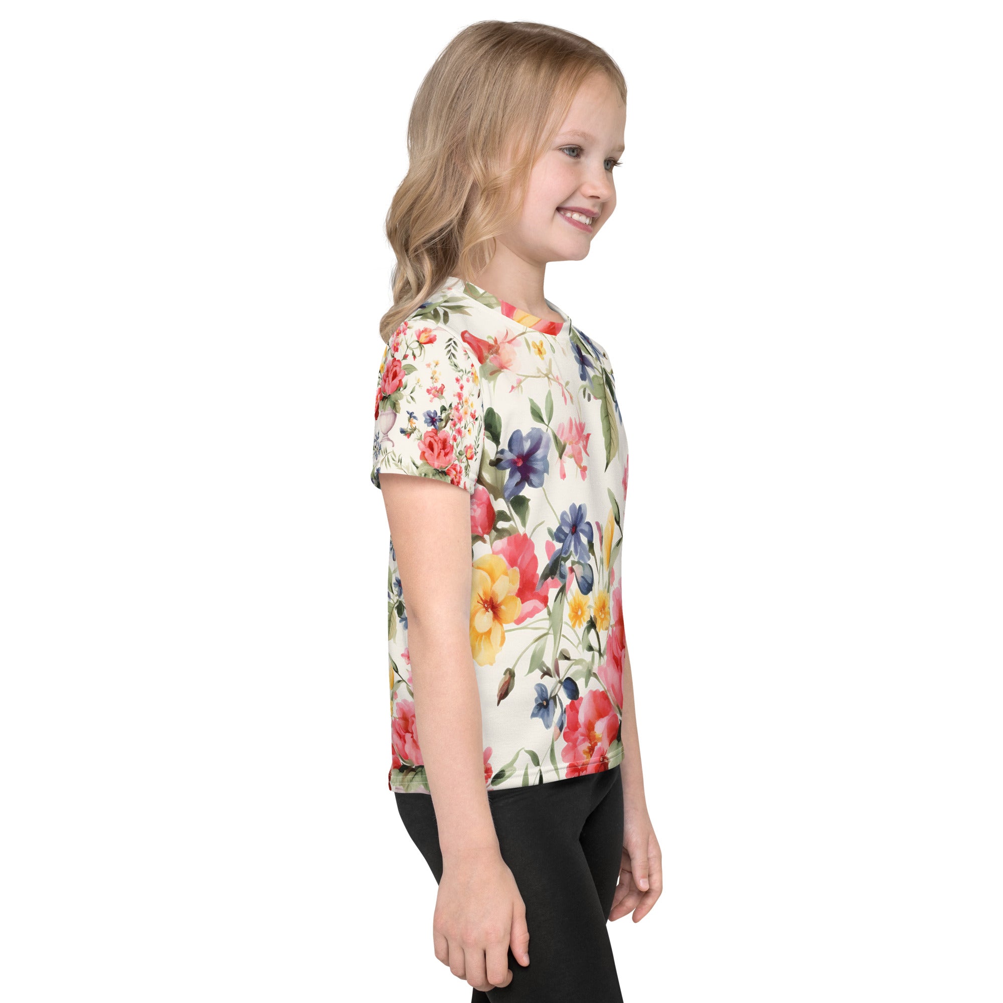 Timeless Elegance Blooms: Kids' Shirt with Historic Italian Porcelain Floral Pattern - A Nod to Rome's Artistic Heritage!