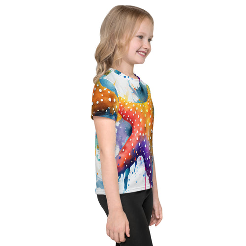 Radiant Rainbow Starfish Parade: A Whimsical Sea-Inspired All-Over Print Shirt!